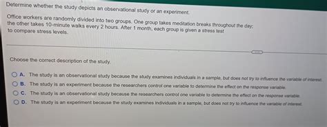 Solved Determine Whether The Study Depicts An Observational Chegg
