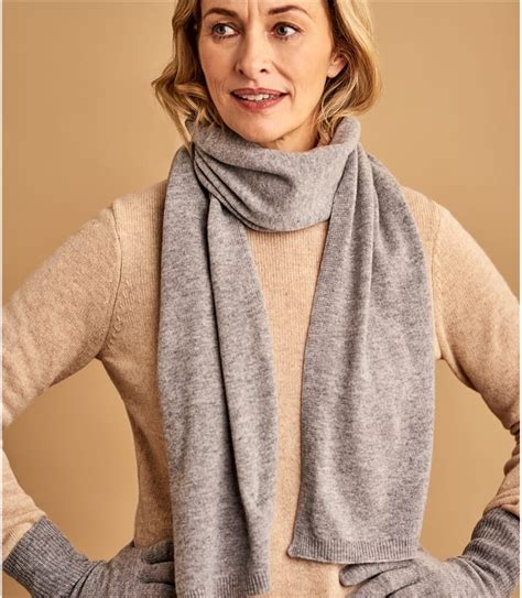 Grey Womens Cashmere Merino Classic Scarf Woolovers Au