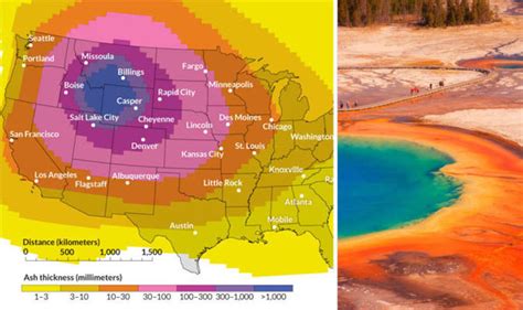 Yellowstone Volcano Caldera Map Shows Usa Covered In Ash After