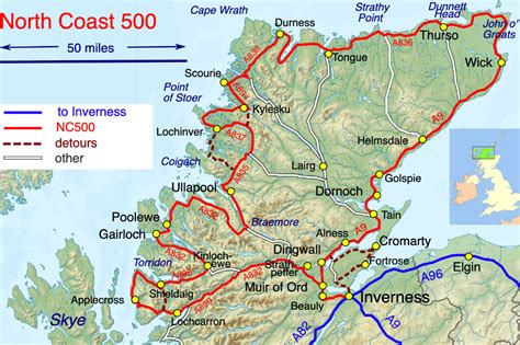 North Coast 500 Map And Route Epic Road Trip Getaway Inverness Palace