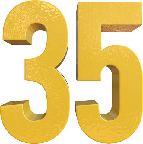 Number 35 Yellow Metal Paint 3d Render 16652992 Png