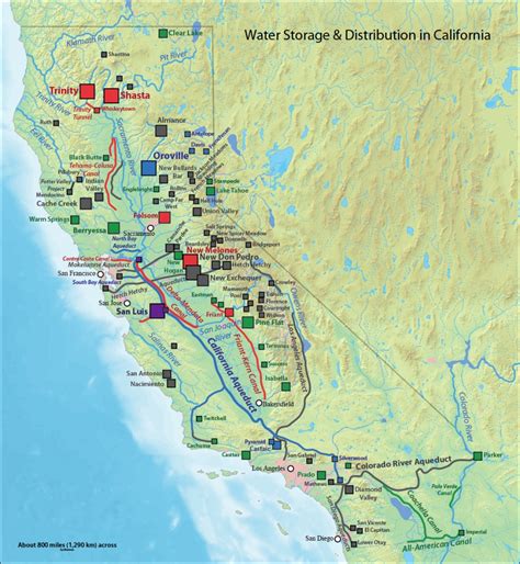 The Major Waterway Of California California Reservoirs Map