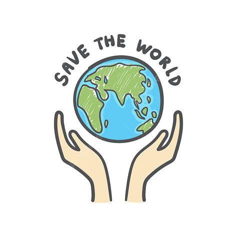 Hand Drawn Earth Vector Hd Images Save The World Globe And Hands