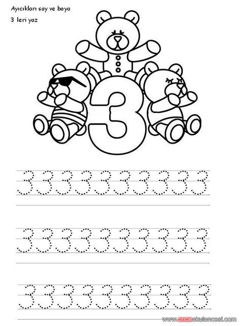 Okul öncesi 3 Sayısı Boyama - Gazetesujin