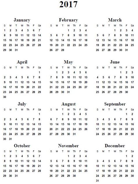 2017 Printable Calendar Template Holidays Excel And Word Northbridge