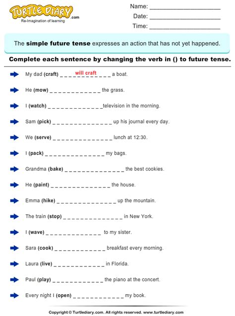 Past Present Future Tense Verbs Worksheet Tavis Info