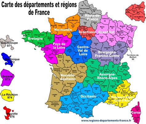 Liste des nouvelles régions de france. Carte de France avec régions et départements