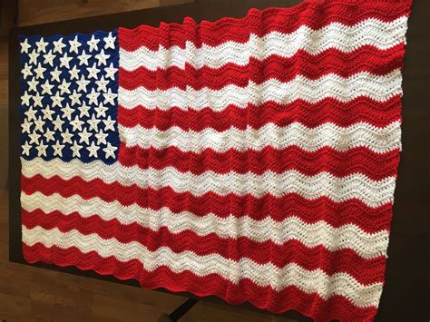 72 X39 USA Flag Wave Crochet Afghan Pattern