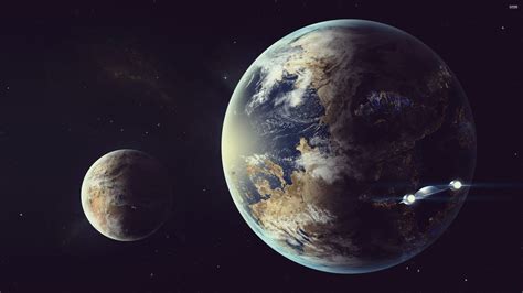 Wallpaper Planet Artwork Earth Science Fiction Spaceship