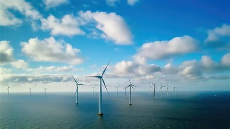 Premium Ai Image Green Energy Horizon Offshore Windmill Park In