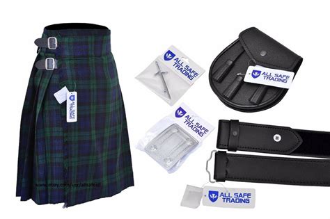 Mens Scottish 6 Piece Casual Kilt Outfit With Sporran Black Watch