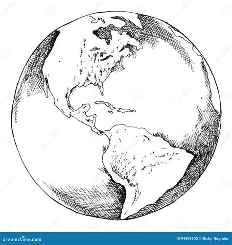 Pen Drawing Globe Earth Stock Illustration Illustration Of Creature