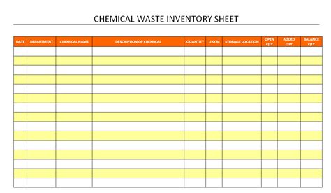 Chemical Waste Inventory Sheet