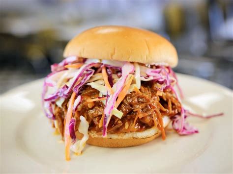 Pulled Pork Sandwich With Bbq Sauce And Coleslaw Recipe