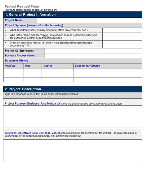 Office Forms Project Request Form 5 Pages