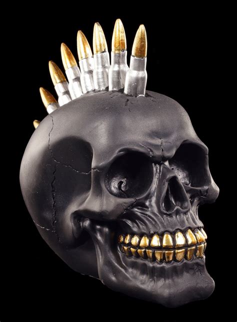 Skull With Bullet Mohawk Black Bullet Colored Skulls Skulls