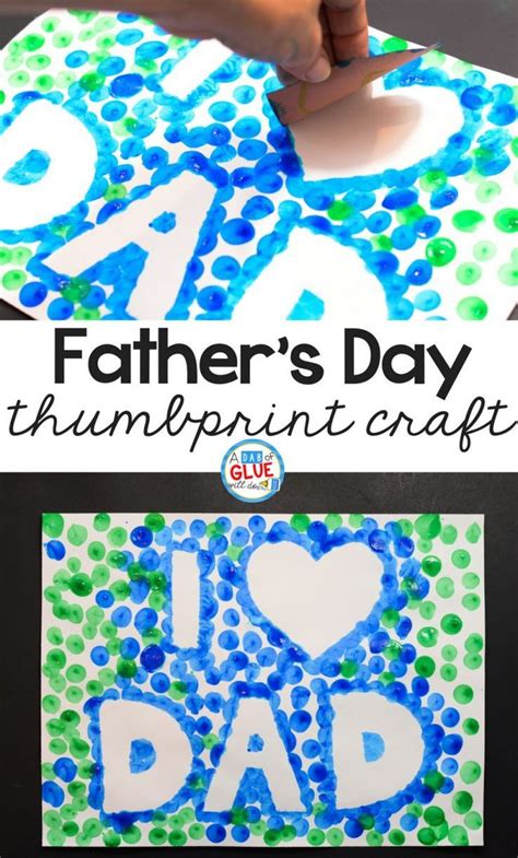 I Love Dad Thumbprint Craft For Fathers Day Fathers Day Crafts