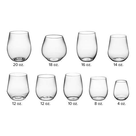 Visions 16 Oz Heavy Weight Clear Plastic Stemless Wine Glass 16 Pack