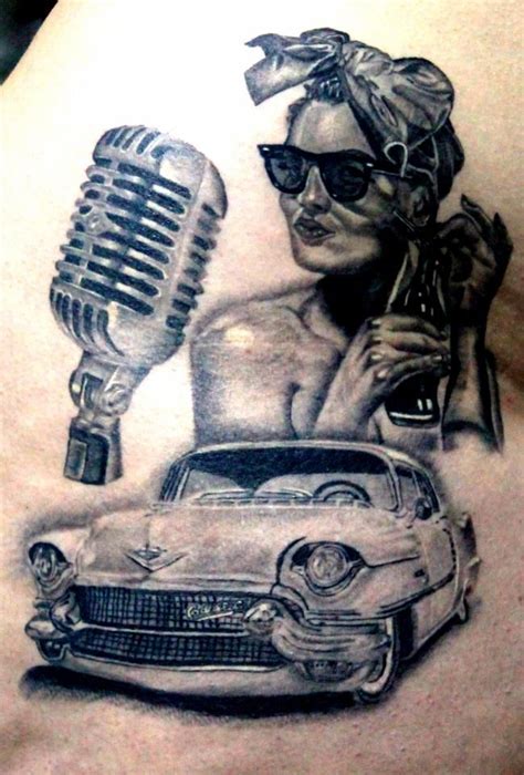 Pin Up Tattoo Realistic Tattoo Cadillac Tattoo 50s Tattoo Fifties