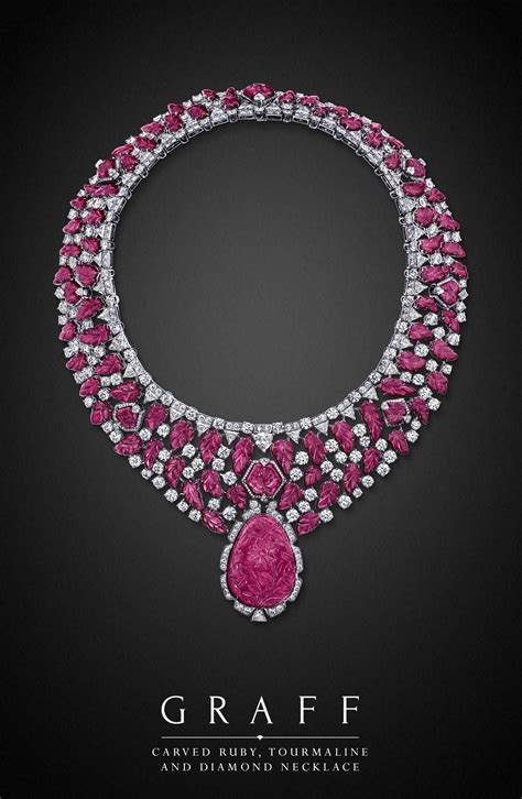 Graff Diamonds Carved Ruby Tourmaline And Diamond Necklace Hot
