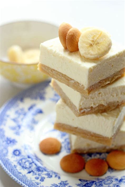 Banana Pudding Cheesecake Bars With Banana Blondie Crust Recipe Banana Pudding Cheesecake