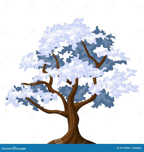 Snowy Oak Tree Stock Vector Illustration Of Nature 35129066