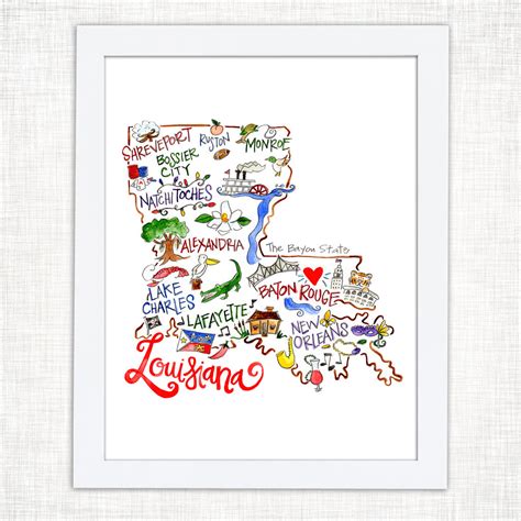 Louisiana Map Art Print Magnolia Creative Co