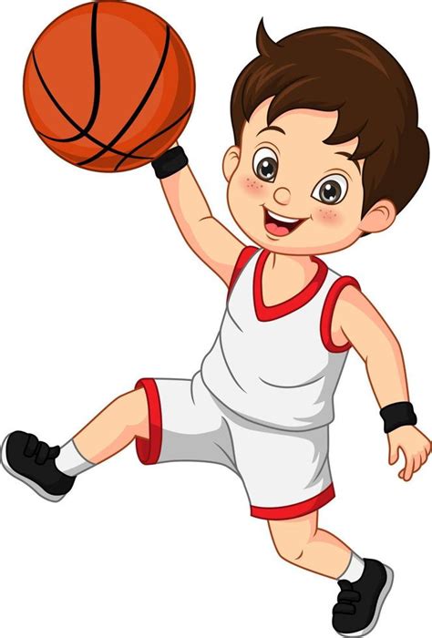 Niño Lindo De Dibujos Animados Jugando Al Baloncesto 5113012 Vector En