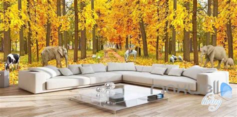 3d Autumn Yellow Forest Tree Entire Room Wallpaper Wall Murals Art Pri