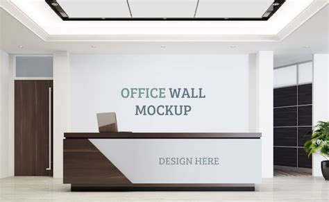 Minimalist Reception Desk With Wall Mockup Premium Psd File