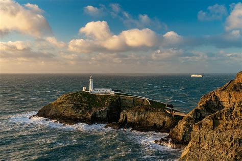 South Stack Lighthouse In Wales Seen On A Beautiful Sunny Day