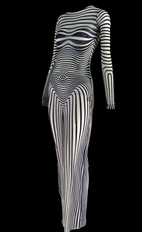 Jean Paul Gaultier Body Morphing Striped Dress Size Small Ebay