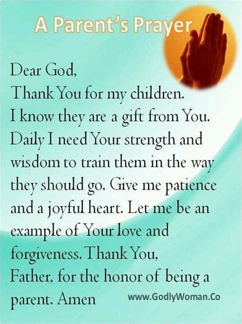 Parenting Prayer For Parents Prayer For My Children Dear God