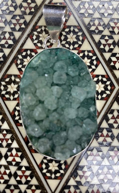 Stunning Emerald Green Quartz Crystal Pendant In Silver Etsy