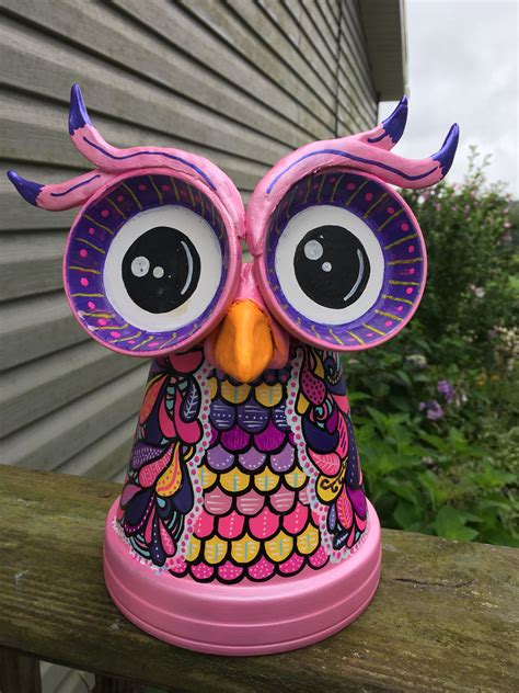 Clay Pot Terra Cotta Owl Catcher Of Dreams Owls Clay Pot Crafts
