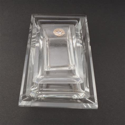 Lot 4 Vintage Czech Crystal Clear Glass Rectangle Trinket Dressing Table Trays
