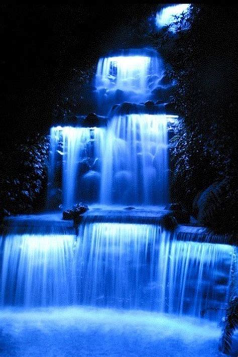 Blue And Black Waterfall Şelaleler Renkler Doğa