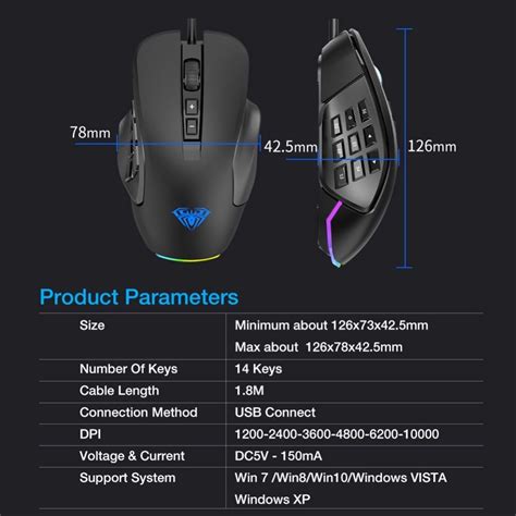 Aula H510 Advanced Rgb Gaming Mouse 14 Programmable Keys Upto 10000dpi