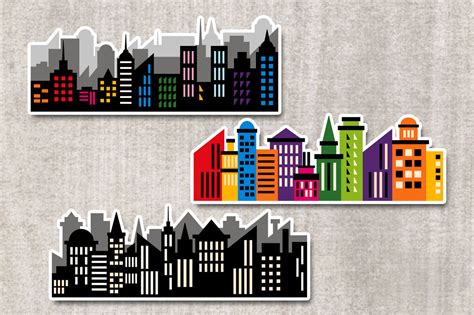 Superhero City Skyline Buildings Long Block By Blessedgrafik