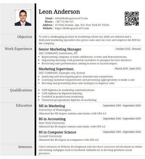 Resume Template With Linkedin Icon