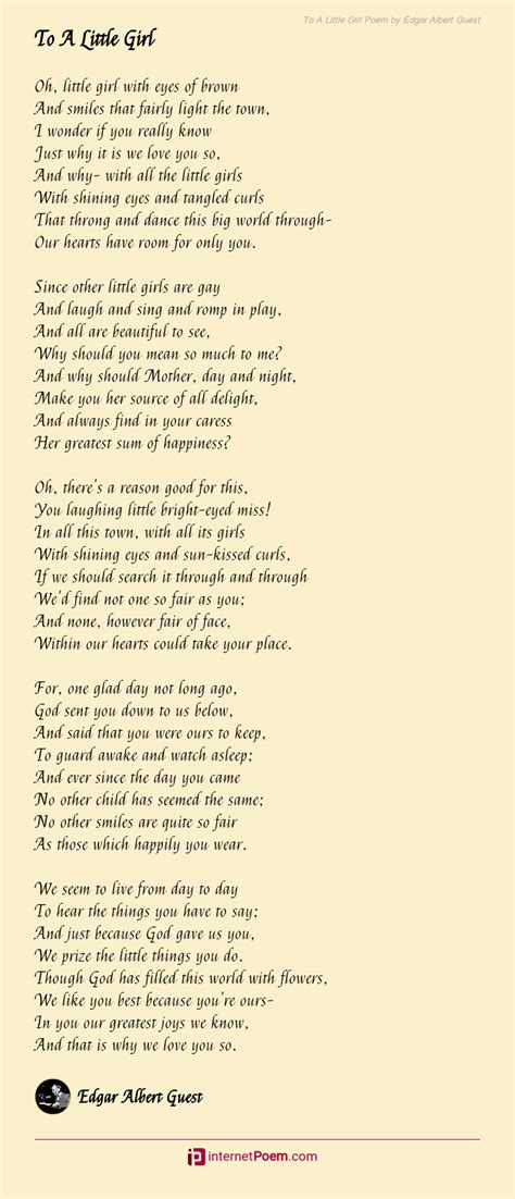 To A Little Girl Poem By Edgar Albert Guest