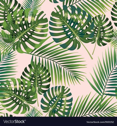 Palm Tropical Leaves Seamless Pattern Royalty Free Vector