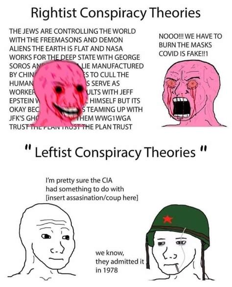 Pink Wojaks Right Wing Conspiracists Vs Wojaks Left Wing