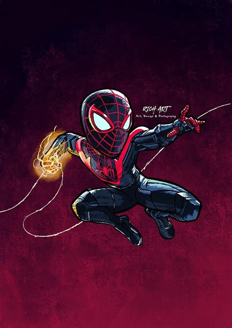 Spider Man Miles Morales Marvel Comic Illustration Digital Art By
