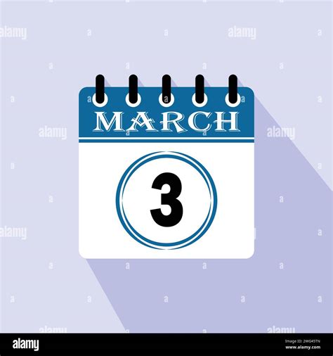 Icon Calendar Day 3 March 3rd Days Of The Month Vector Illustration