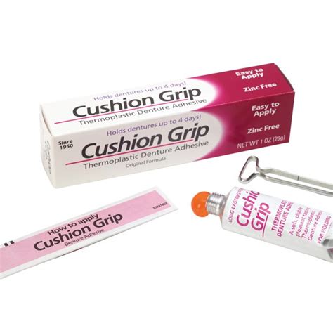 Cushion Grip Thermoplastic Denture Adhesive Long Lasting 3 Tubes 1