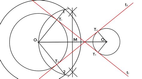 Trazado De Las Rectas Tangentes Interiores A Dos Circunferencias De