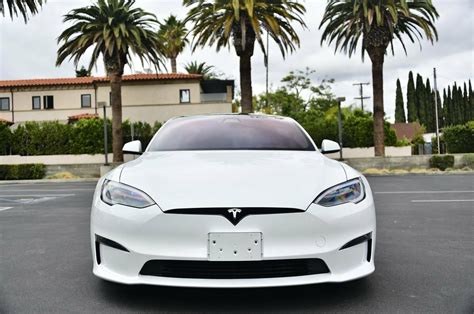 2021 Tesla Model S Plaid 5925 Miles Pearl White Sedan Used Tesla