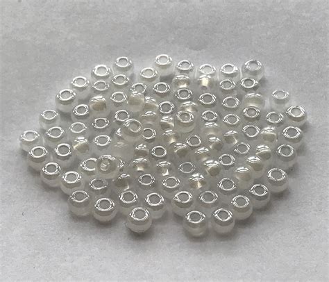 Size 6 Seed Beads White Pearl 3 Tubes