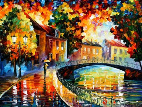 1161820 Colorful Painting Fall Cityscape Bridge Mural Leonid